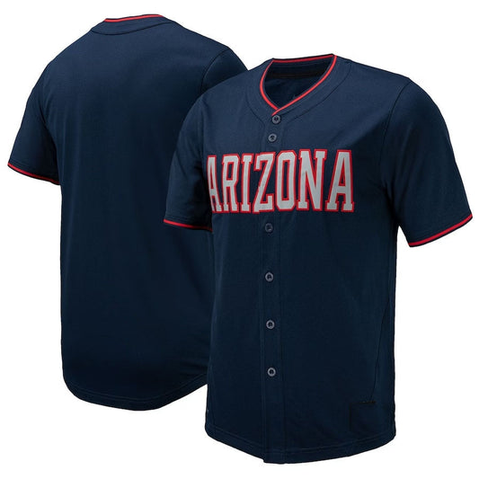 A.Wildcats Replica Full-Button Baseball Jersey - Navy Stitched American College Jerseys - Main View