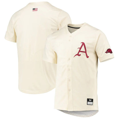 A.Razorbacks Replica Baseball Jersey  Natural Stitched American College Jerseys - Main View