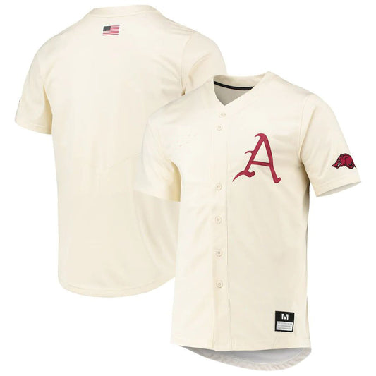 A.Razorbacks Replica Baseball Jersey  Natural Stitched American College Jerseys - Main View