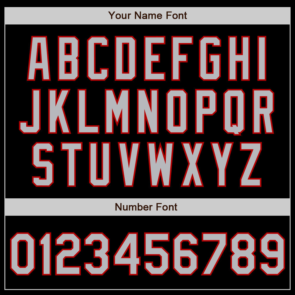 Custom Black Gray-Red 3 Colors Arm Shapes Authentic Baseball Jersey view 6