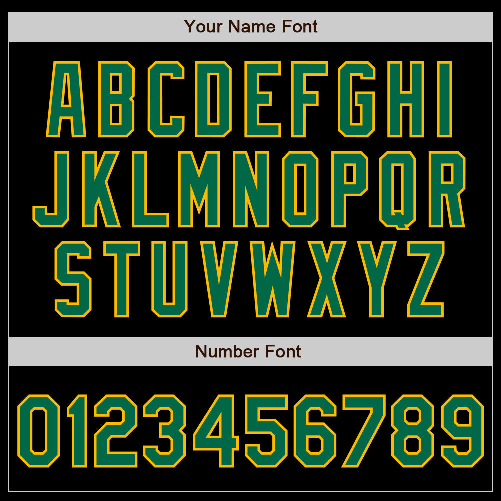 Custom Black Kelly Green-Gold 3 Colors Arm Shapes Authentic Baseball Jersey view 6