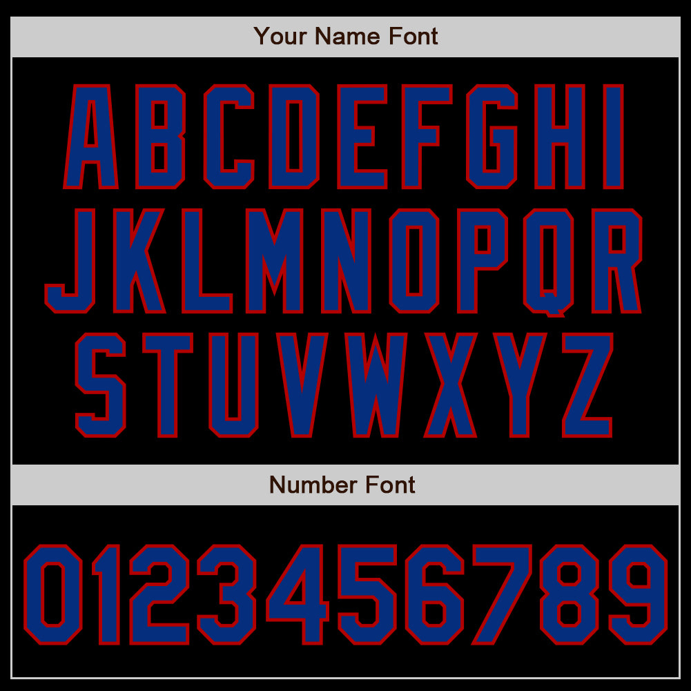 Custom Black Royal-Red 3 Colors Arm Shapes Authentic Baseball Jersey view 6