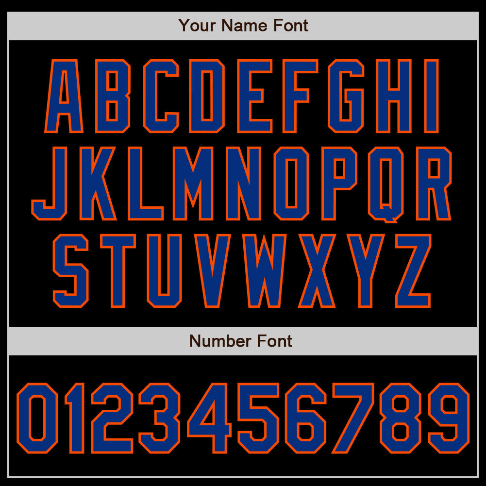 Custom Black Royal-Orange 3 Colors Arm Shapes Authentic Baseball Jersey view 6