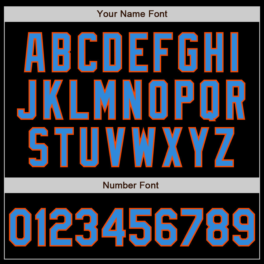 Custom Black Electric Blue-Orange 3 Colors Arm Shapes Authentic Baseball Jersey view 6