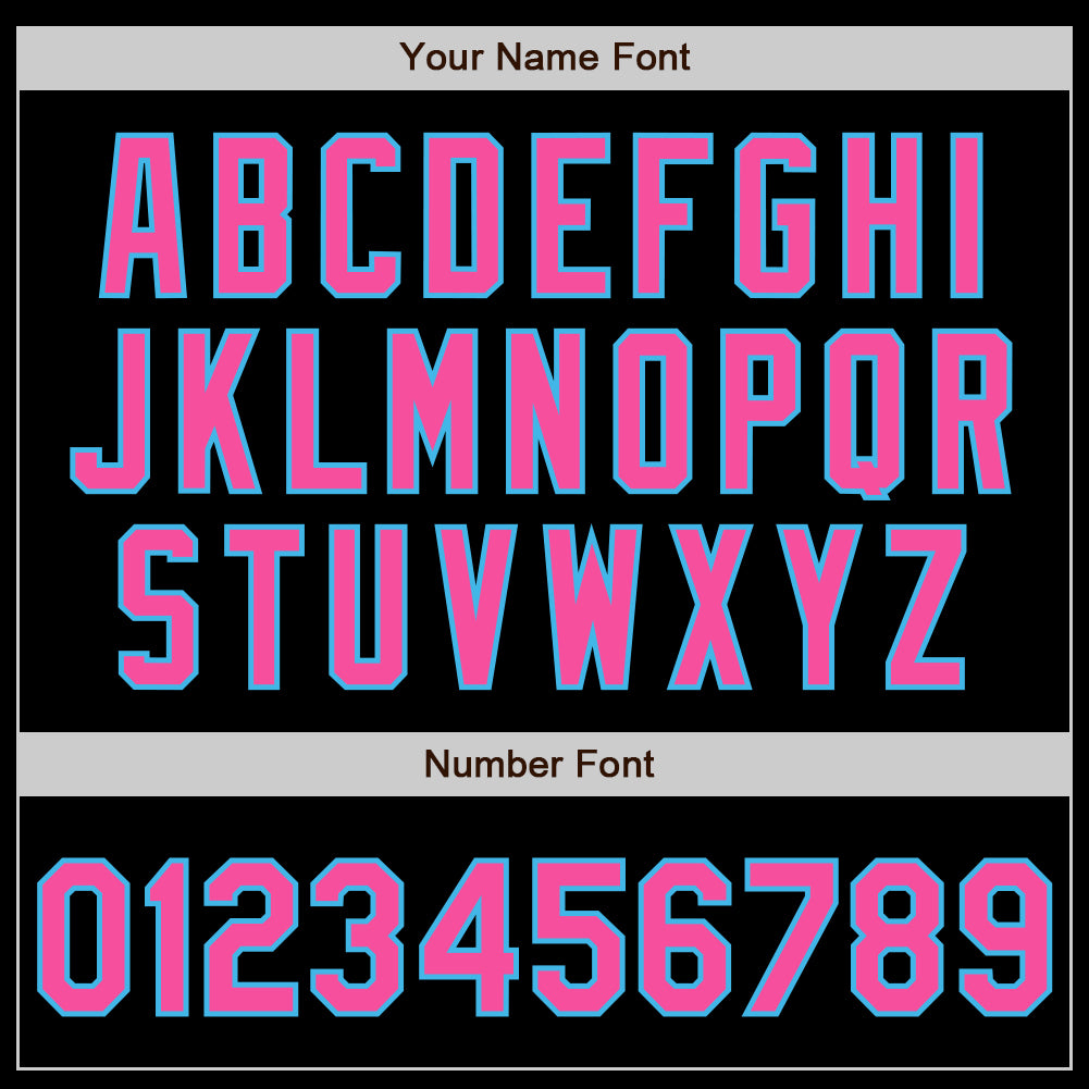 Custom Black Pink-Sky Blue 3 Colors Arm Shapes Authentic Baseball Jersey view 6