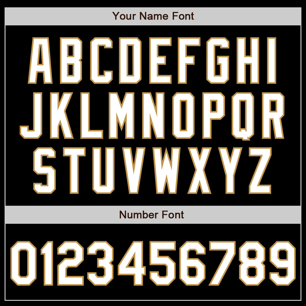 Custom Black White-Old Gold 3 Colors Arm Shapes Authentic Baseball Jersey view 6