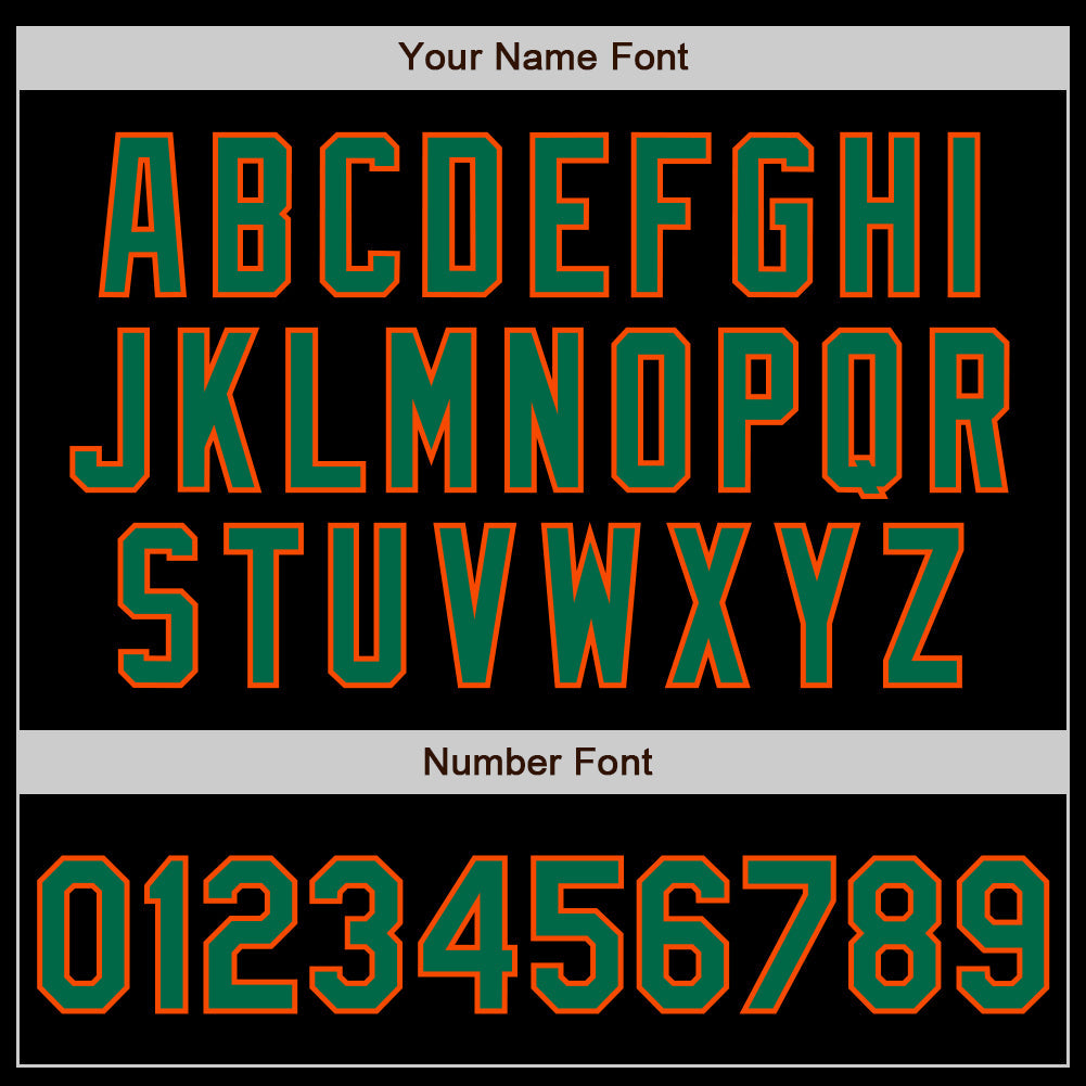 Custom Black Kelly Green-Orange 3 Colors Arm Shapes Authentic Baseball Jersey view 6