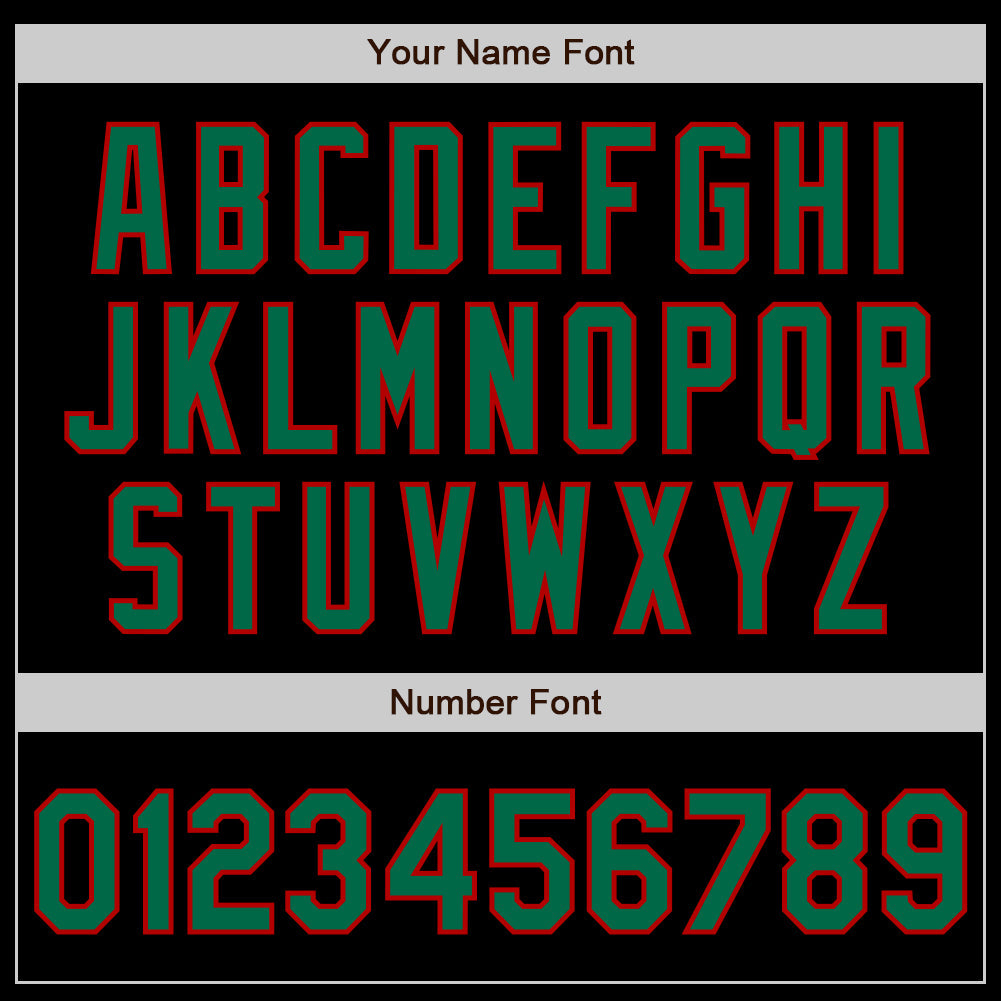 Custom Black Kelly Green-Red 3 Colors Arm Shapes Authentic Baseball Jersey view 6