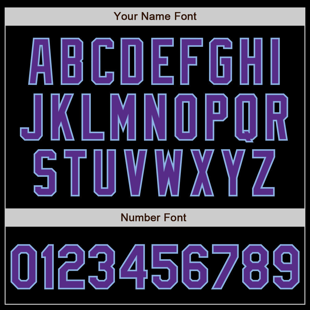 Custom Black Purple-Light Blue 3 Colors Arm Shapes Authentic Baseball Jersey view 6