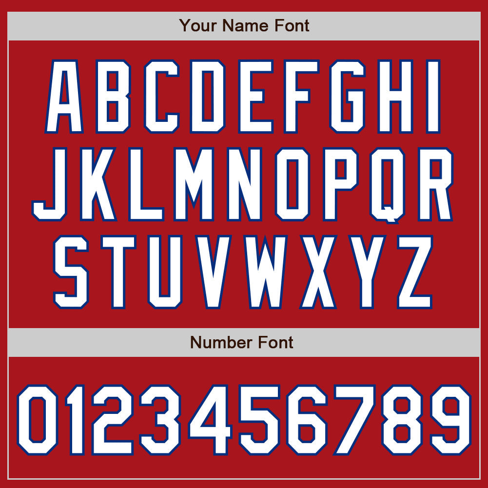 Custom Red White-Royal 3 Colors Arm Shapes Authentic Baseball Jersey view 6