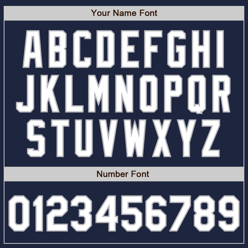 Custom Navy White-Gray 3 Colors Arm Shapes Authentic Baseball Jersey view 6