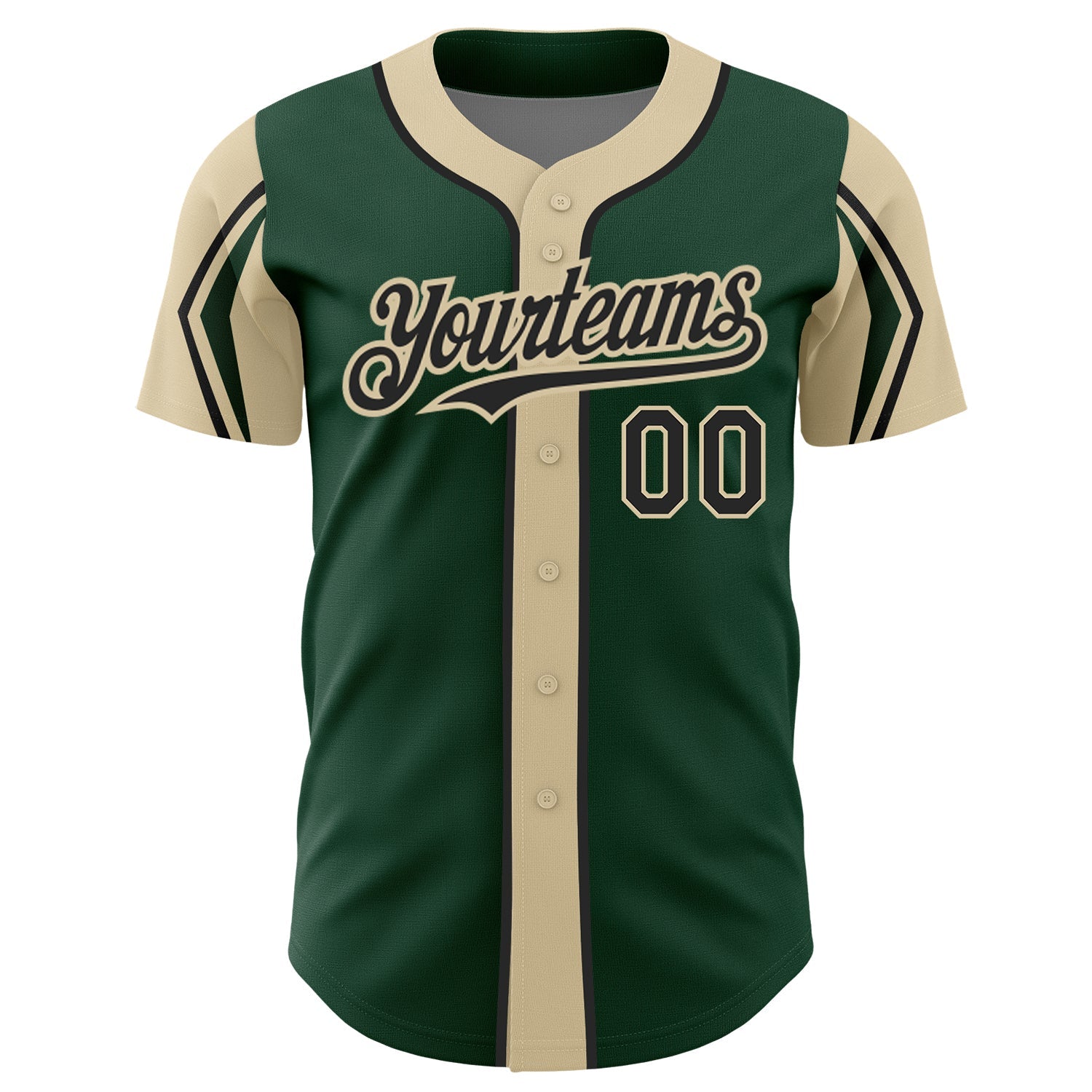 Custom Green Black-City Cream 3 Colors Arm Shapes Authentic Baseball Jersey view 3