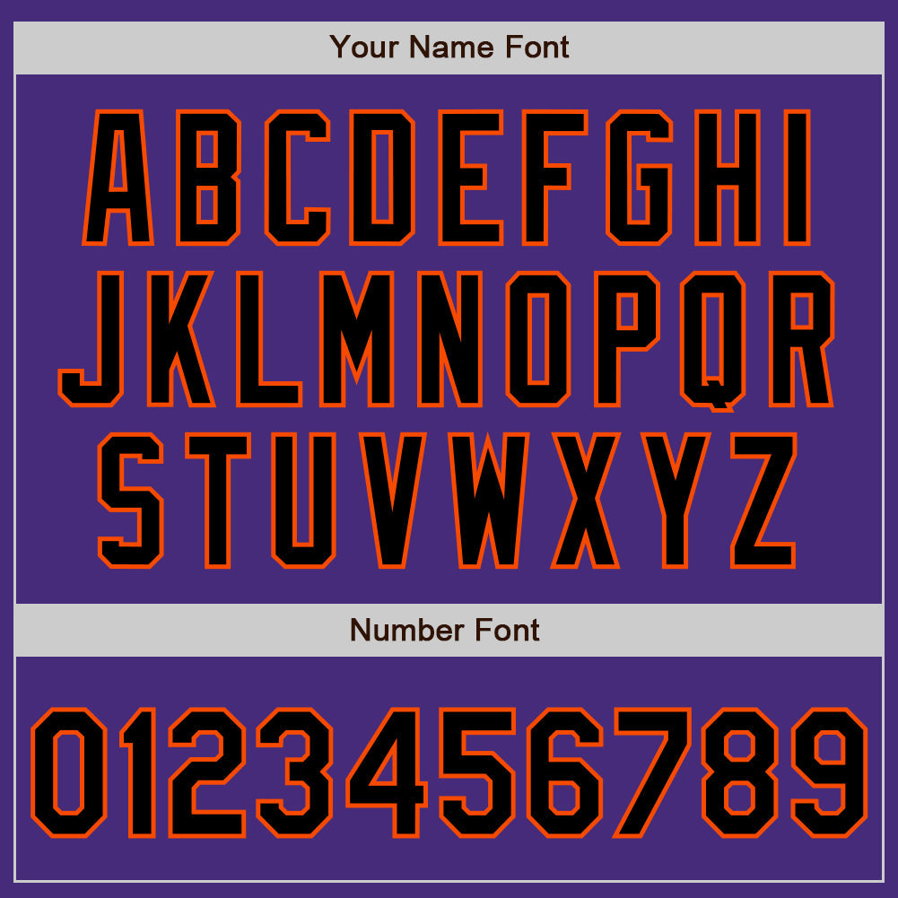 Custom Purple Black-Orange 3 Colors Arm Shapes Authentic Baseball Jersey view 6