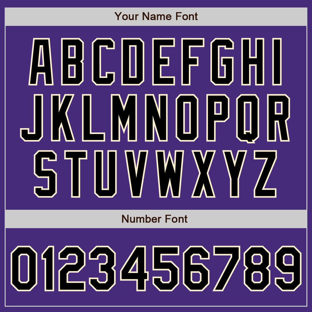 Custom Purple Black-Cream 3 Colors Arm Shapes Authentic Baseball Jersey view 6