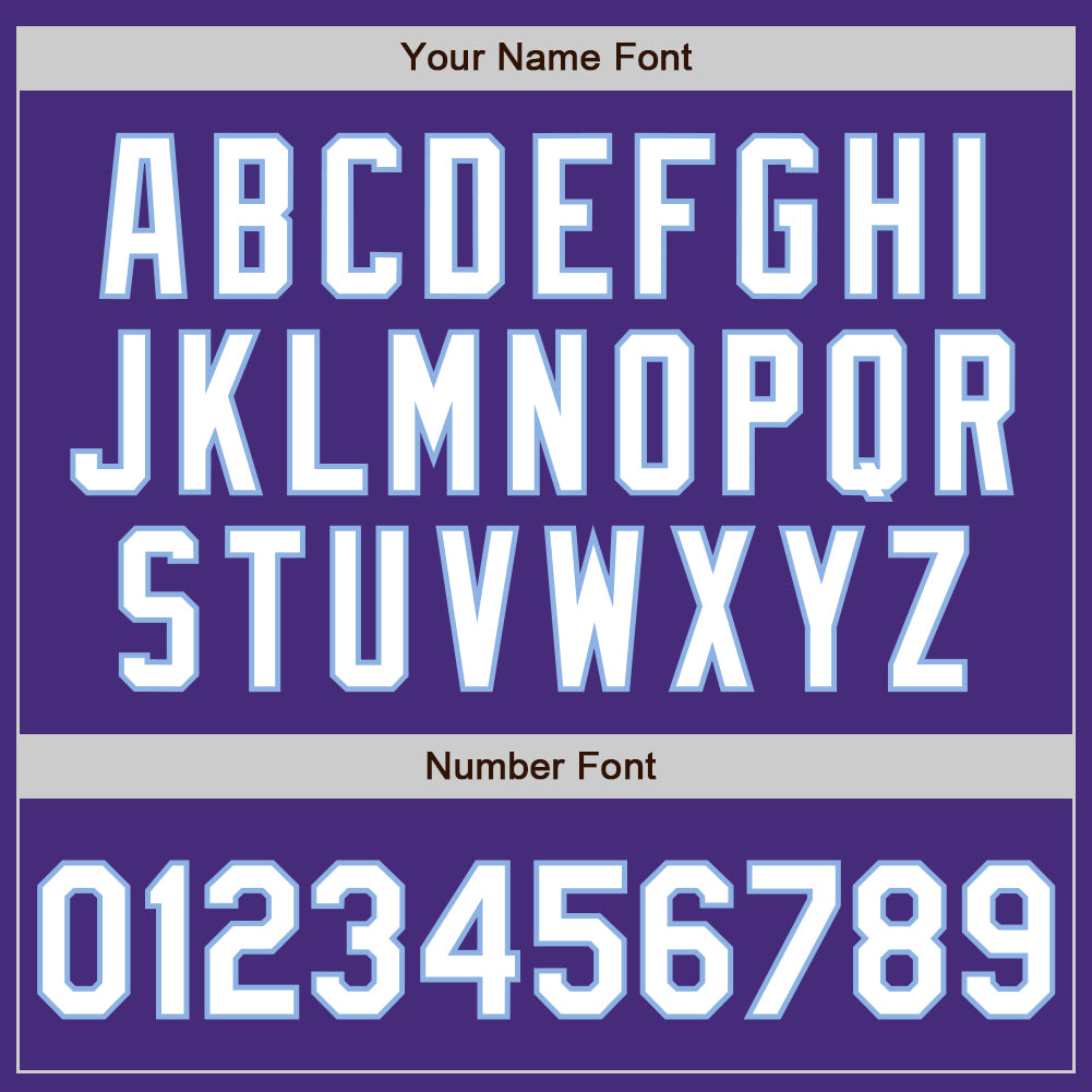 Custom Purple White-Light Blue 3 Colors Arm Shapes Authentic Baseball Jersey view 6
