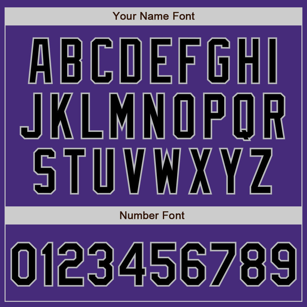Custom Purple Black-Gray 3 Colors Arm Shapes Authentic Baseball Jersey view 6