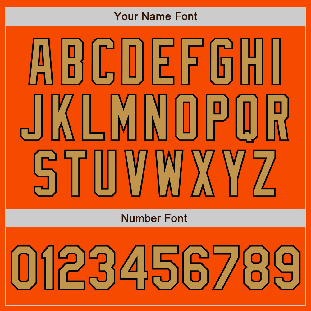 Custom Orange Old Gold-Black 3 Colors Arm Shapes Authentic Baseball Jersey view 6