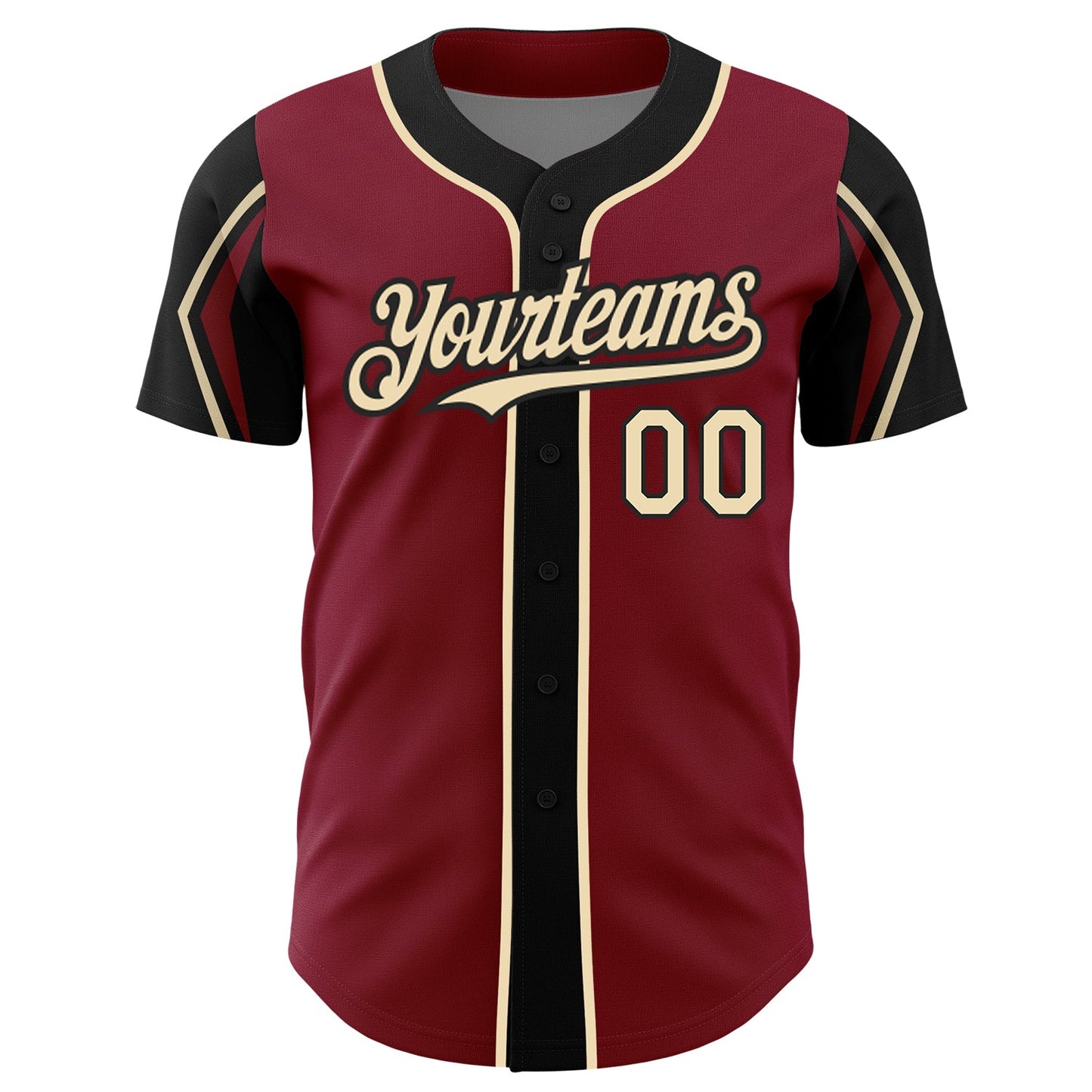 Custom Crimson City Cream-Black 3 Colors Arm Shapes Authentic Baseball Jersey view 3