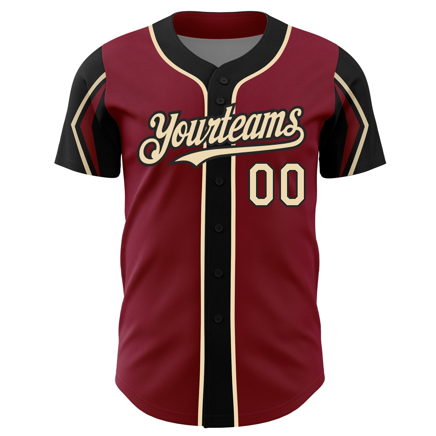 Custom Crimson City Cream-Black 3 Colors Arm Shapes Authentic Baseball Jersey view 3