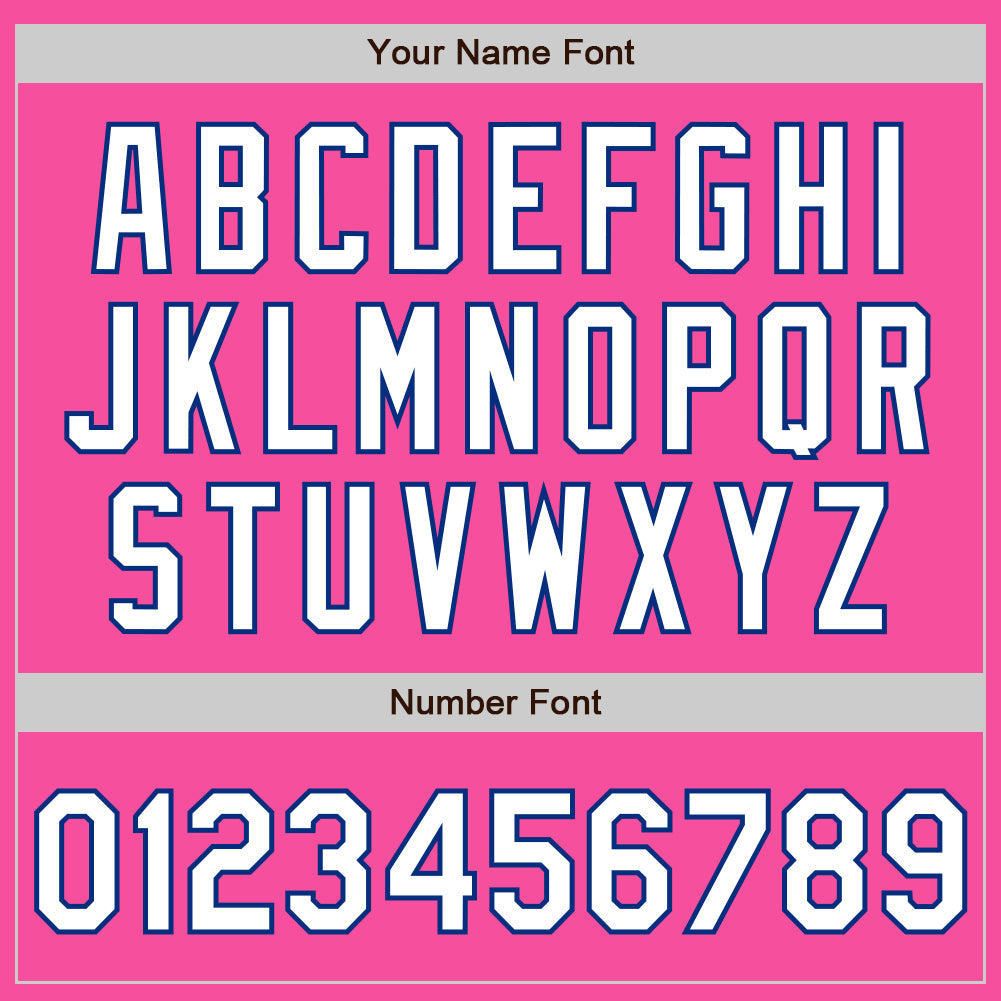 Custom Pink White-Royal 3 Colors Arm Shapes Authentic Baseball Jersey view 6