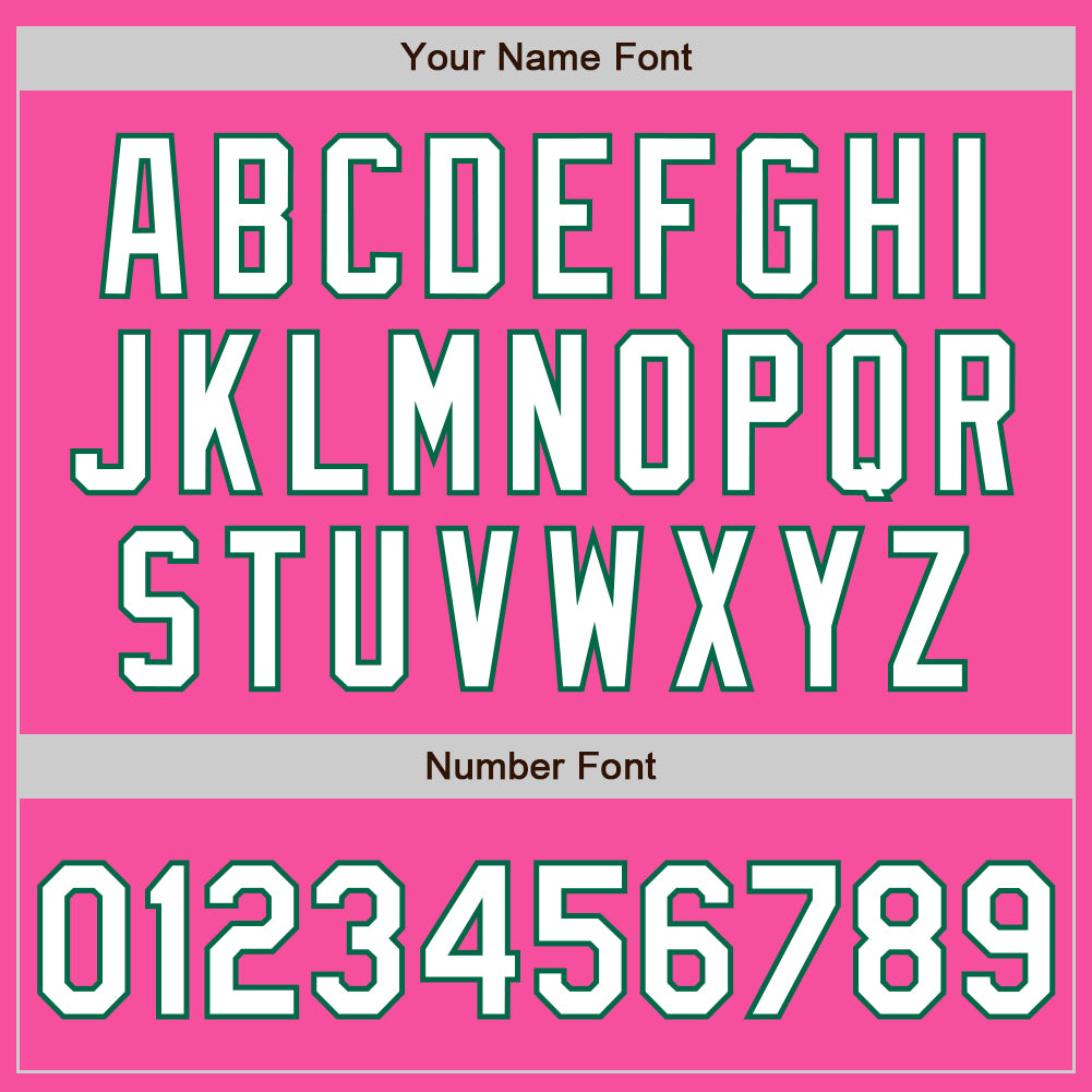 Custom Pink White-Kelly Green 3 Colors Arm Shapes Authentic Baseball Jersey view 6