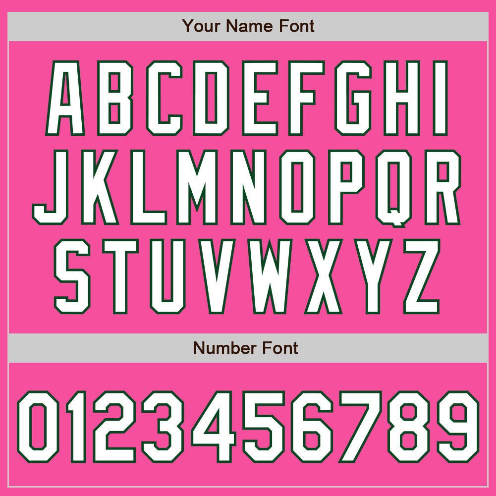 Custom Pink White-Green 3 Colors Arm Shapes Authentic Baseball Jersey view 6