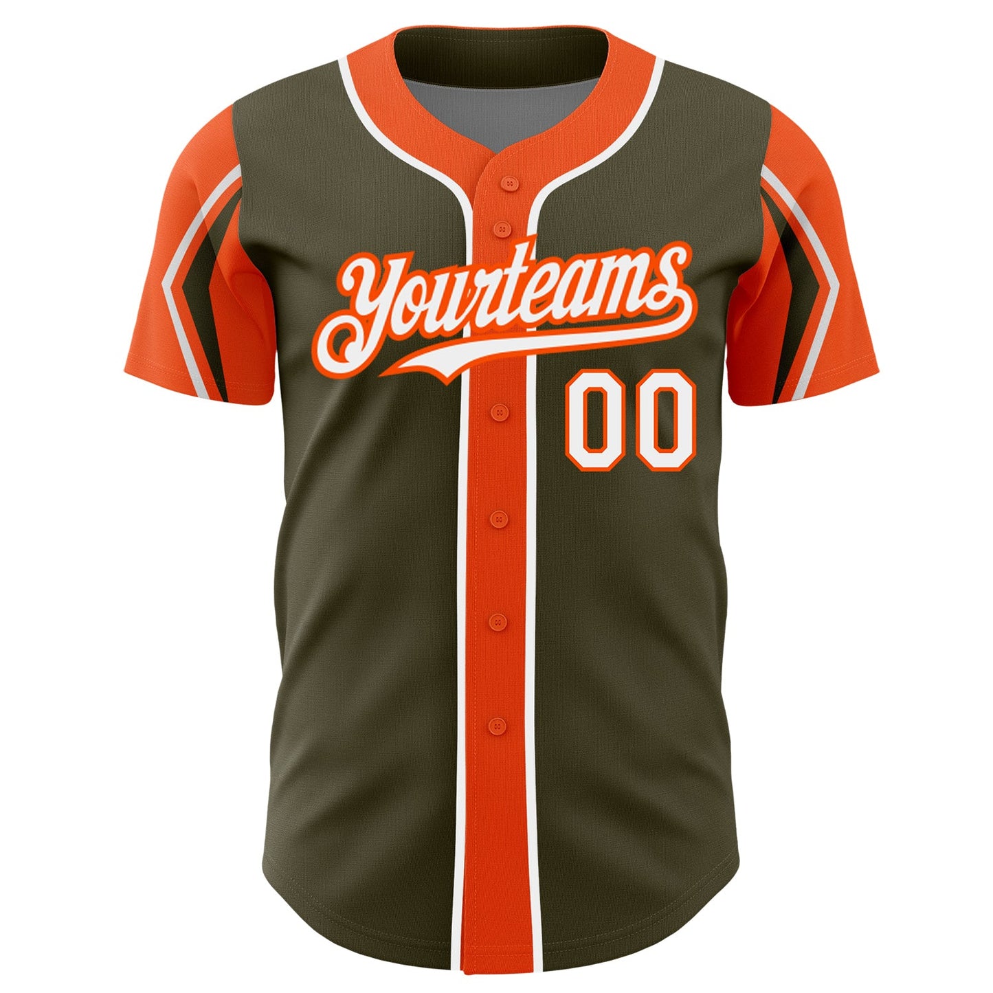 Custom Olive White-Orange 3 Colors Arm Shapes Authentic Salute To Service Baseball Jersey view 3