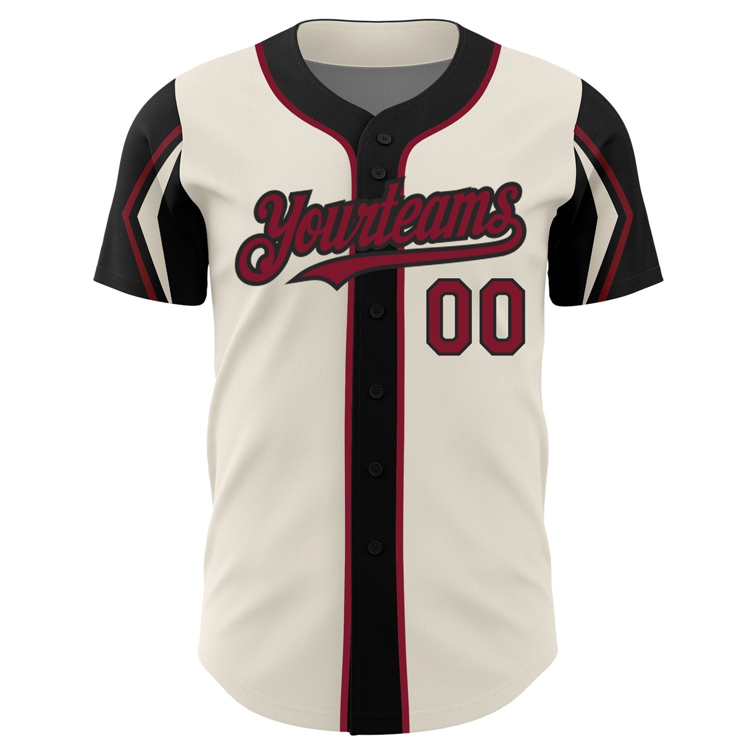 Custom Cream Crimson-Black 3 Colors Arm Shapes Authentic Baseball Jersey view 3