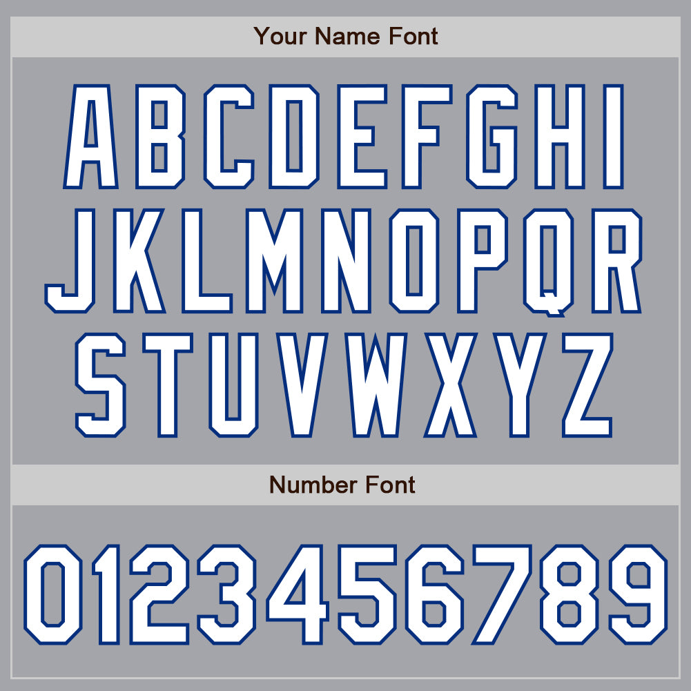 Custom Gray White-Royal 3 Colors Arm Shapes Authentic Baseball Jersey view 6