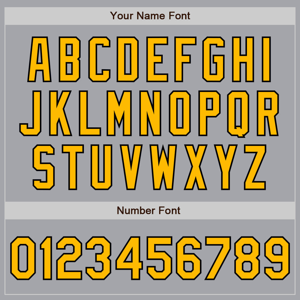 Custom Gray Gold-Black 3 Colors Arm Shapes Authentic Baseball Jersey view 6