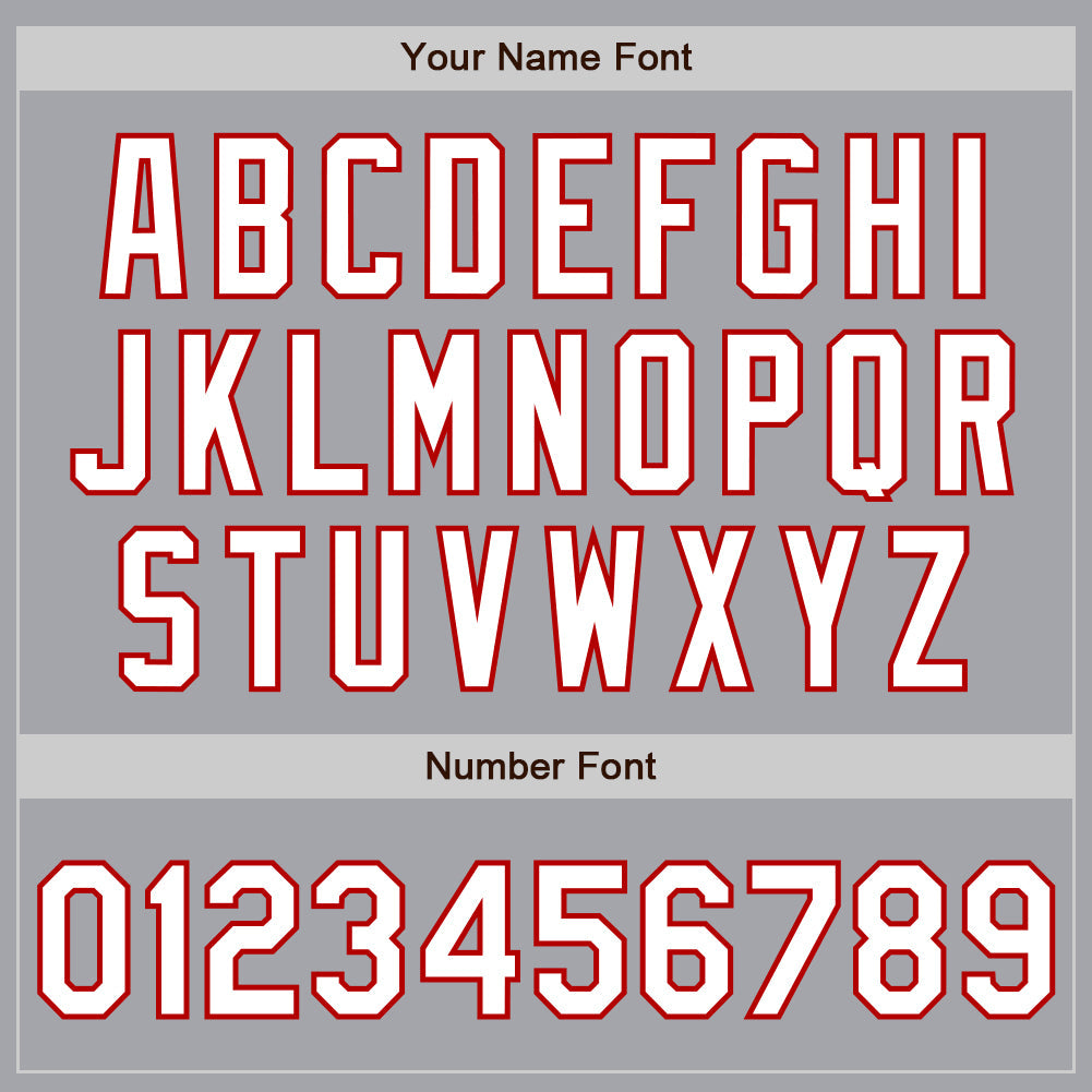 Custom Gray White-Red 3 Colors Arm Shapes Authentic Baseball Jersey view 6