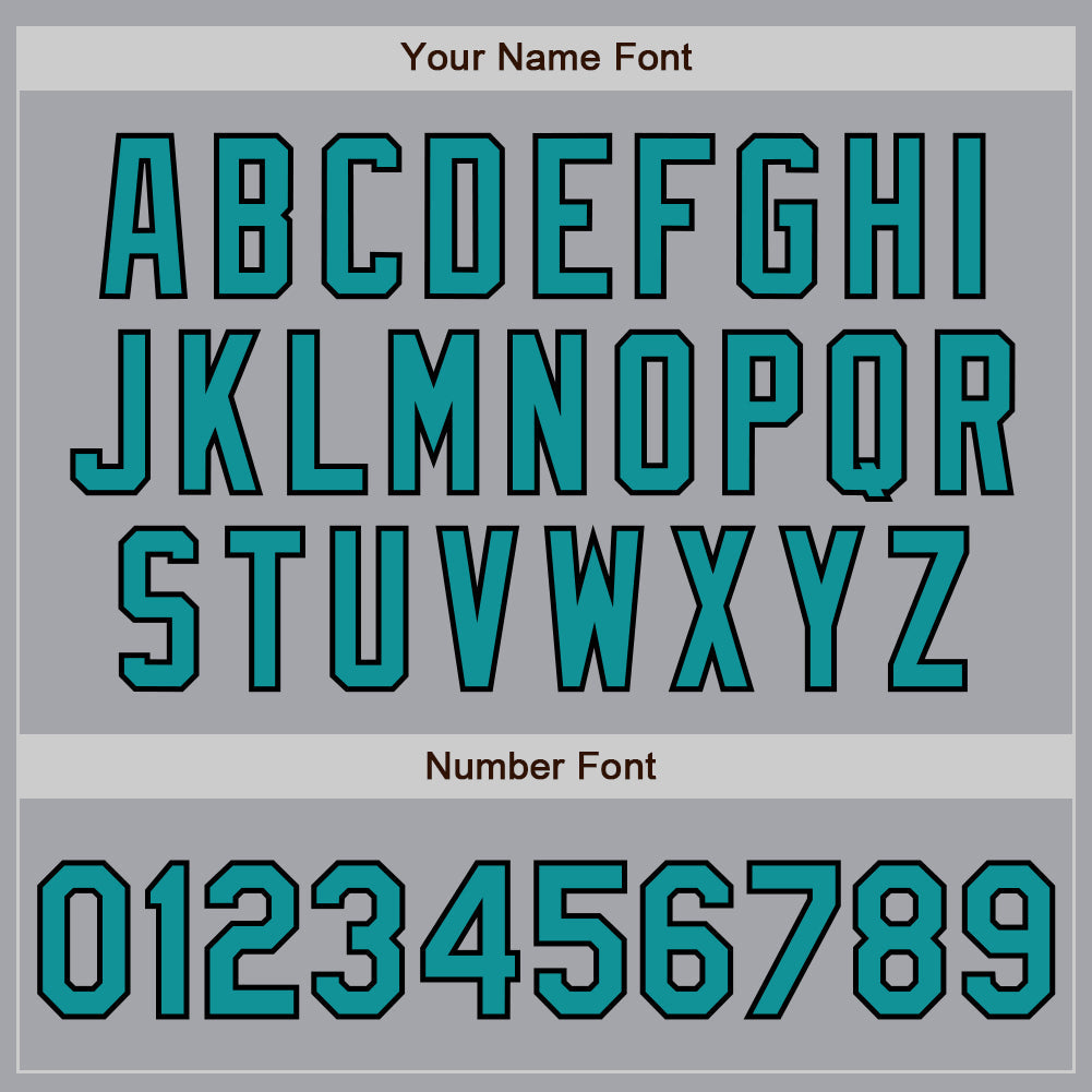 Custom Gray Teal-Black 3 Colors Arm Shapes Authentic Baseball Jersey view 6