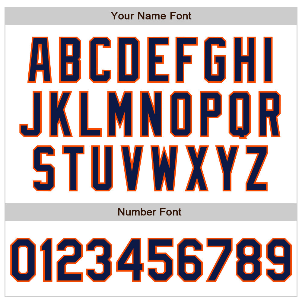 Custom White Navy-Orange 3 Colors Arm Shapes Authentic Baseball Jersey view 6