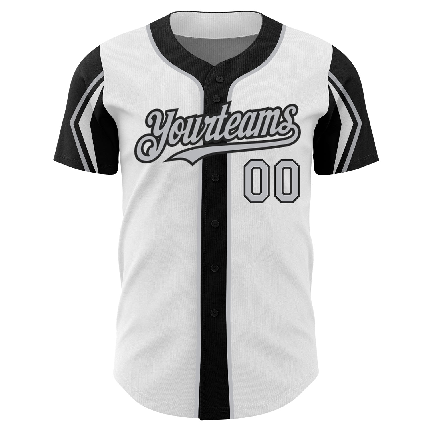 Custom White Gray-Black 3 Colors Arm Shapes Authentic Baseball Jersey view 3