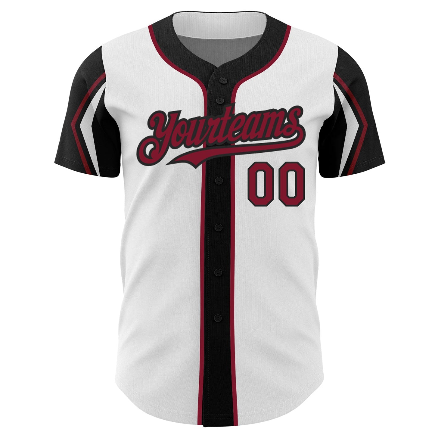 Custom White Crimson-Black 3 Colors Arm Shapes Authentic Baseball Jersey view 3