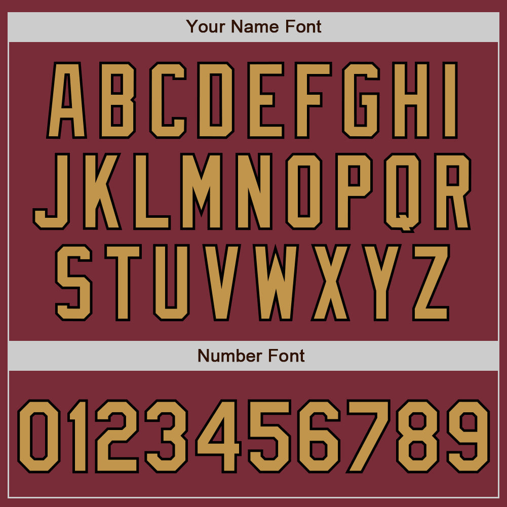 Custom Burgundy Old Gold-Black 3 Colors Arm Shapes Authentic Baseball Jersey view 6