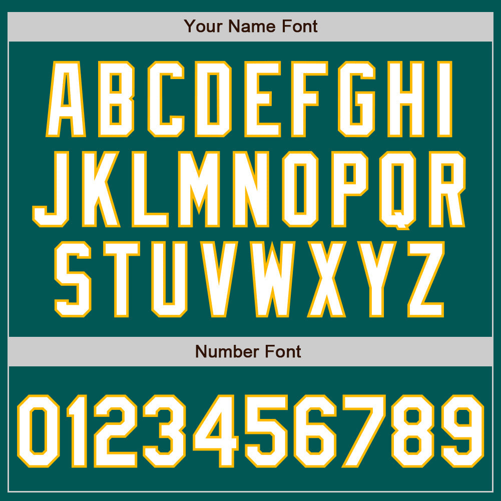 Custom Midnight Green White-Gold 3 Colors Arm Shapes Authentic Baseball Jersey view 6