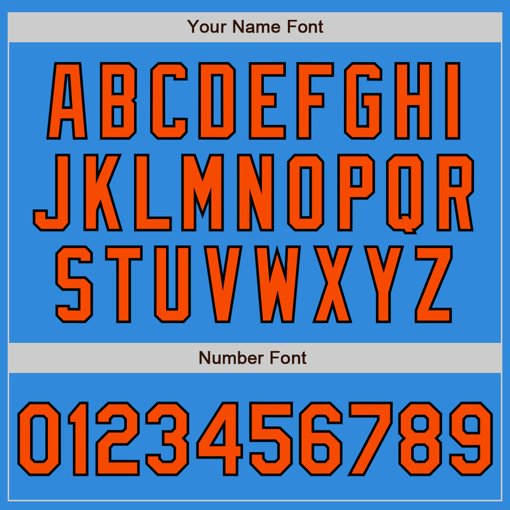 Custom Electric Blue Orange-Black 3 Colors Arm Shapes Authentic Baseball Jersey view 6