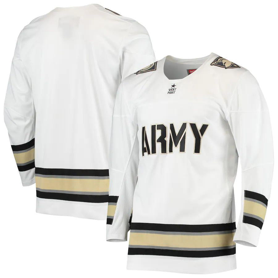 A.Black Knights Replica Hockey Jersey White Stitched American College Jerseys - Main View