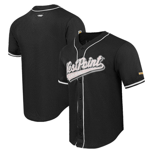 A.Black Knights Pro Standard Mesh Full-Button Replica Baseball Jersey - Black Stitched American College Jerseys - Main View