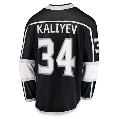 LA.Kings #34 Arthur Kaliyev Fanatics Branded Home Breakaway Player Jersey Black Stitched American Hockey Jerseys - Main View