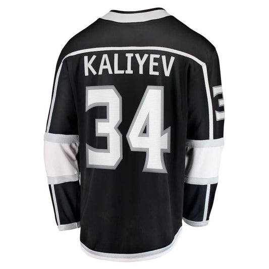 LA.Kings #34 Arthur Kaliyev Fanatics Branded Home Breakaway Player Jersey Black Stitched American Hockey Jerseys - Main View