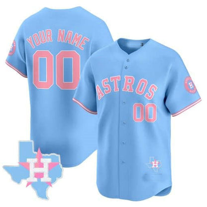 Custom Houston Astros Bubblegum Blue Vapor Premier Limited – All Stitched Baseball Jersey - Main View