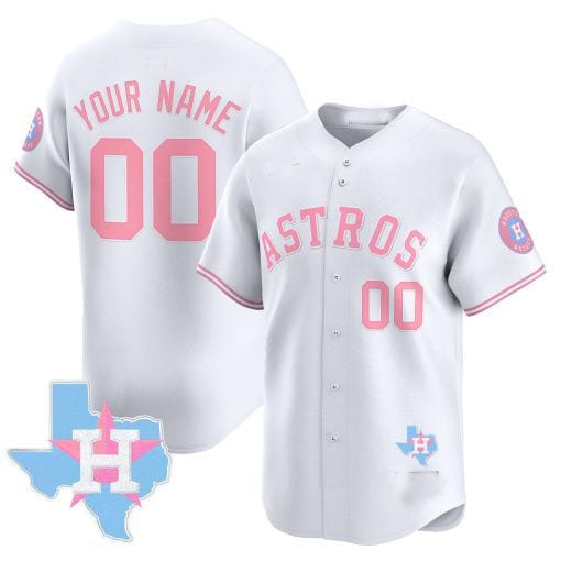 Custom Houston Astros Bubblegum Blue Vapor Premier Limited – All Stitched Baseball Jersey view 3