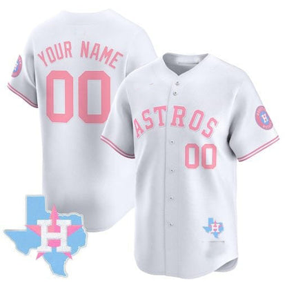 Custom Houston Astros Bubblegum Blue Vapor Premier Limited – All Stitched Baseball Jersey view 3