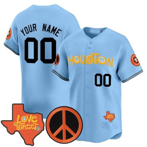 Custom Houston Astros Love Street & Peace Sign Patch Vapor Premier Limited V2 - All Stitched Baseball Jersey