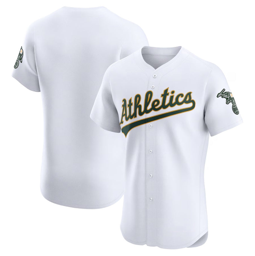 Oakland Athletics Home Elite Jersey - White Stitched Baseball Jersey - Main View