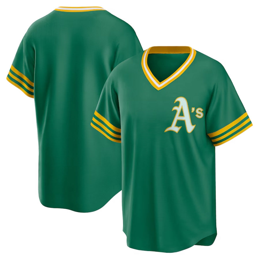 Oakland Athletics Road Cooperstown Collection Team Jersey - Kelly Green Stitched Baseball Jersey - Main View