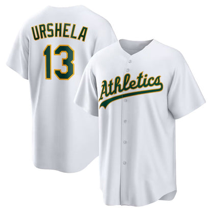 Oakland Athletics #13 Gio Urshela Home Replica Jersey - White Stitched Baseball Jersey - Main View