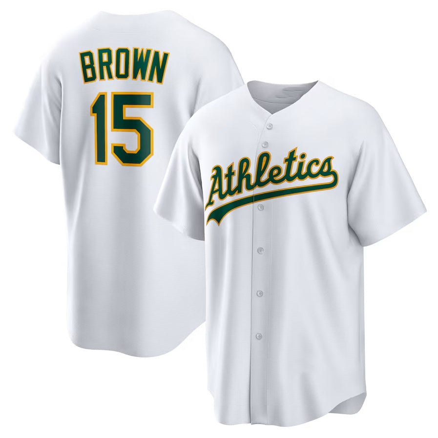 Oakland Athletics #15 Seth Brown Home Replica Jersey - White Stitched Baseball Jersey - Main View